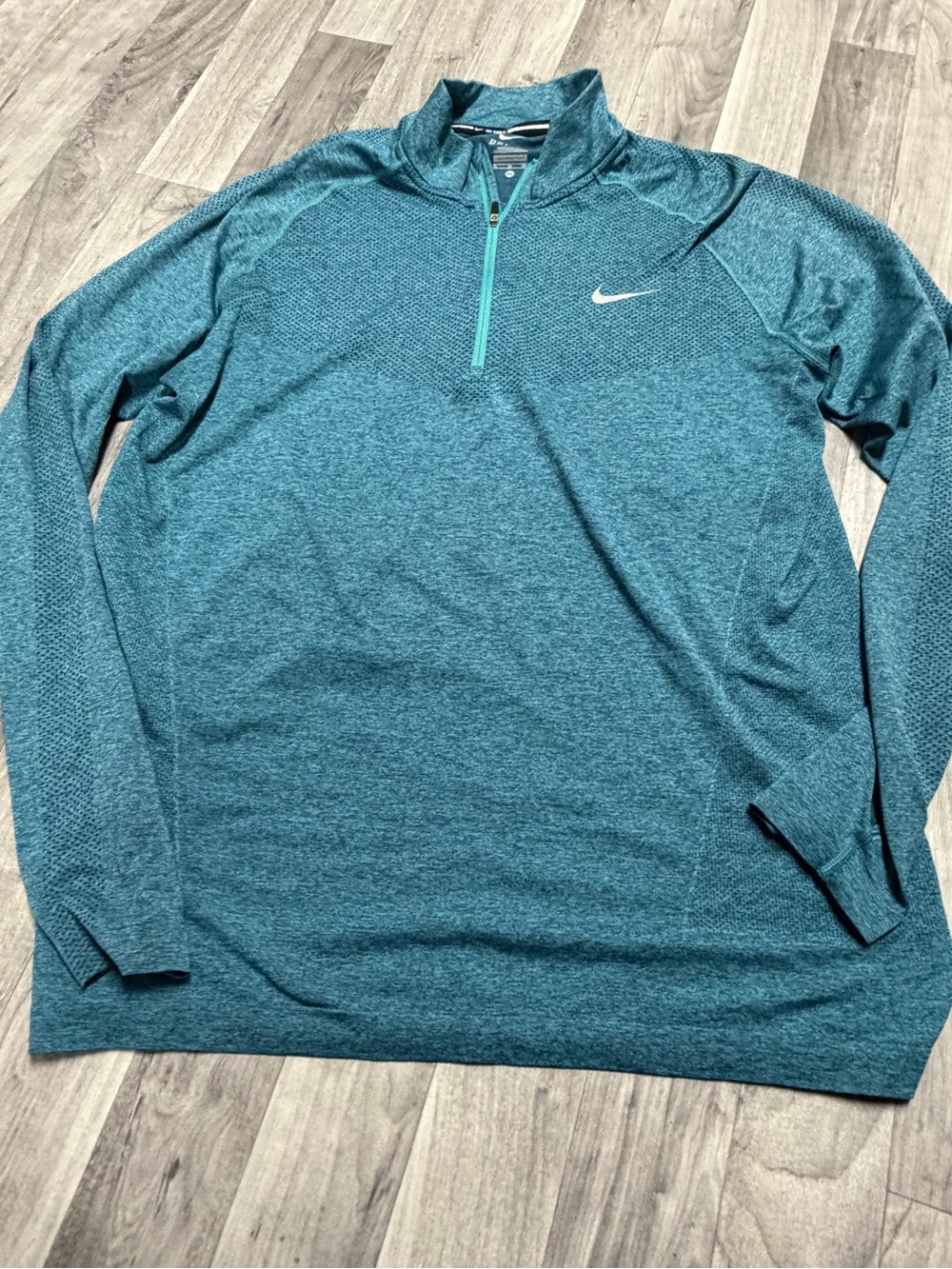Nike Men's Teal Quarter-Zip Swim Rash Guard